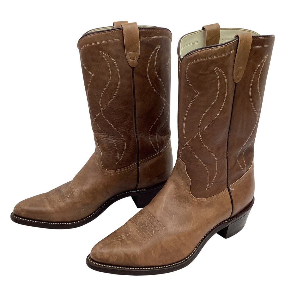 Texas Western Marbled Leather Mens 14D Cowboy Boots Style 8011 Brown